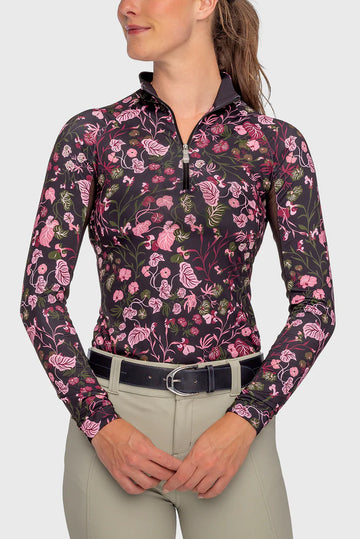 Kastel Denmark Black Modern Begonia Long Sleeve 1/4 Zip Sun Shirt